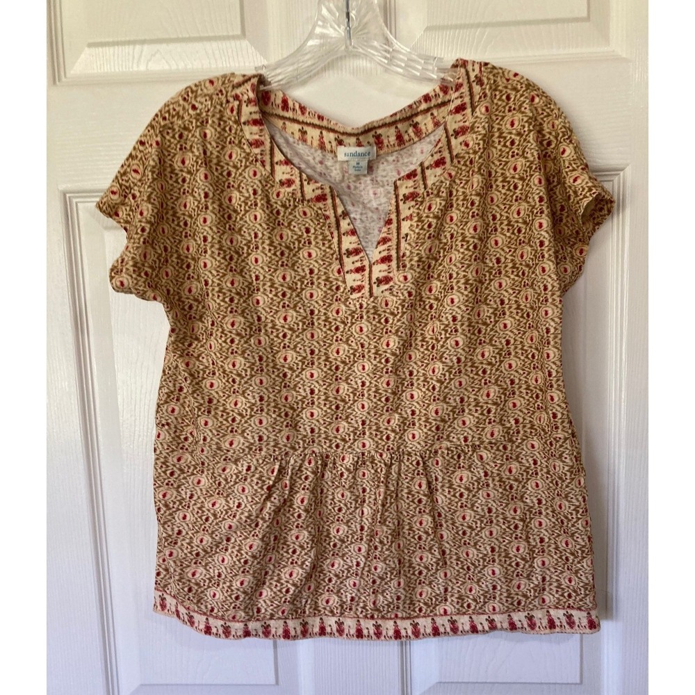 Sundance Peplum Cotton Top Medium Bohemian Artisan Desert Chic Cottagecore
